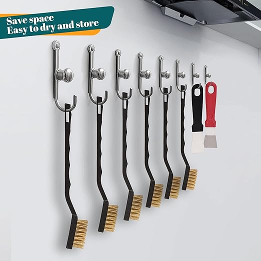 12 Pcs Mini Brass Brush Set, Brass Scratch Brush with Curved Handle, Cleaning Weld Slag and Rust