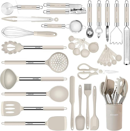Kitchen Utensils Set-Silicone Cooking Utensils-33pcs Non-Stick Silicone Cooking by BESTZMWK