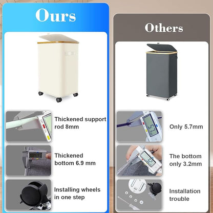 Laundry Hamper with Wheels, 29 Gal Laundry Basket with lid Rolling Clothes - Image 6
