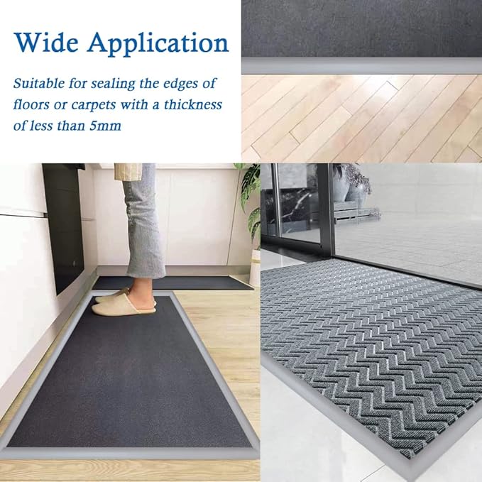 Floor Transition Strip Self Adhesive Carpet & Flooring Transitions Edging Trim Strip PVC Threshold Transitions Suitable for Threshold Height Less Than 3mm (3.3Ft, Gray)