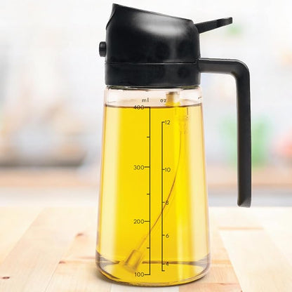 Olive Glow Cooking Oil Dispenser, 400 mL 2-in-1 Spray & Pour Glass Bottle - Image 7