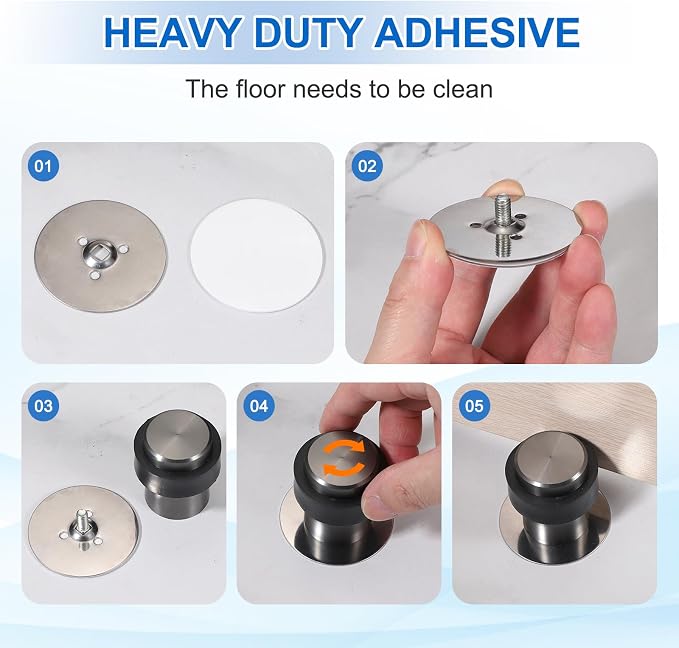 PATIKIL 2Set Round Door Stoppers, 46mm Stainless Steel Door Stop Doorstop Wedge - Image 5
