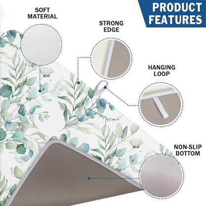 Sage Green Leaves Dish Drying Mats - Image 3