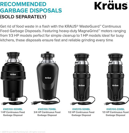 KRAUS Fairlane 33-inch Drop In/Top Mount Single Bowl 18-Gauge Stainless Steel Kitchen Sink, KHT640-33