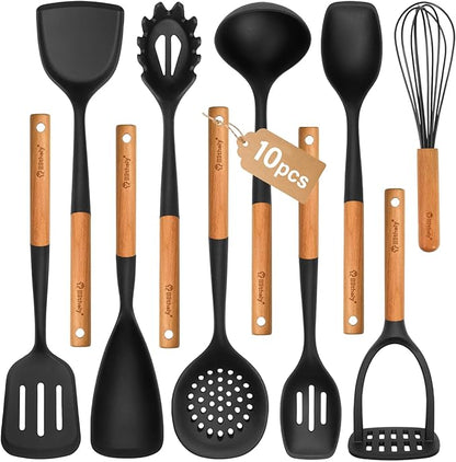 Large Silicone Cooking Utensils Set, Heat Resistant Silicone Utensils by Blithely