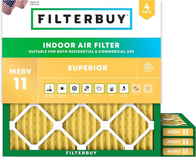 Filterbuy 22x22x1 Air Filter MERV 11 Allergen Defense Replacement, by Filterbuy