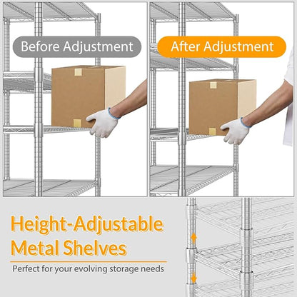 Himimi Storage Shelves with Wheels, 4-Tier Heavy Duty Steel Wire Rack Storage - Image 7