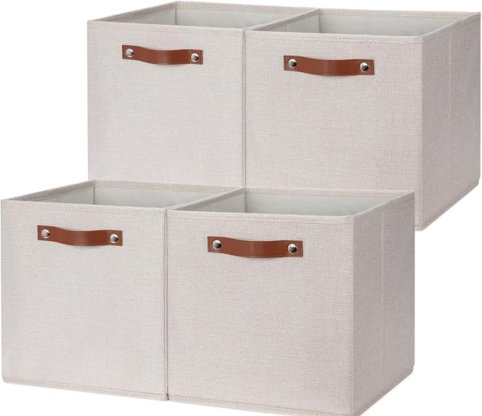HNZIGE Fabric Storage Cubes Set of 4, 12 x 12 Storage Baskets, Cloth Storage by HNZIGE