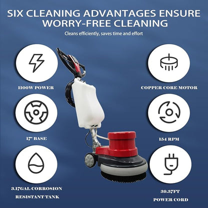 1100W Red Floor Polisher Commercial Floor Cleaner Polishing Machine Carpet - Image 3