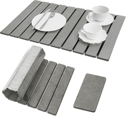 Large Stone Dish Drying Mat for Kitchen Counter, Quick Dry Stone Dishes Mats by Dropereum