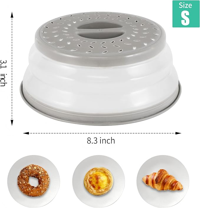 8.3inch Collapsible Microwave Food Cover, Splatter Guard, Vented Microwave Lid - Image 2