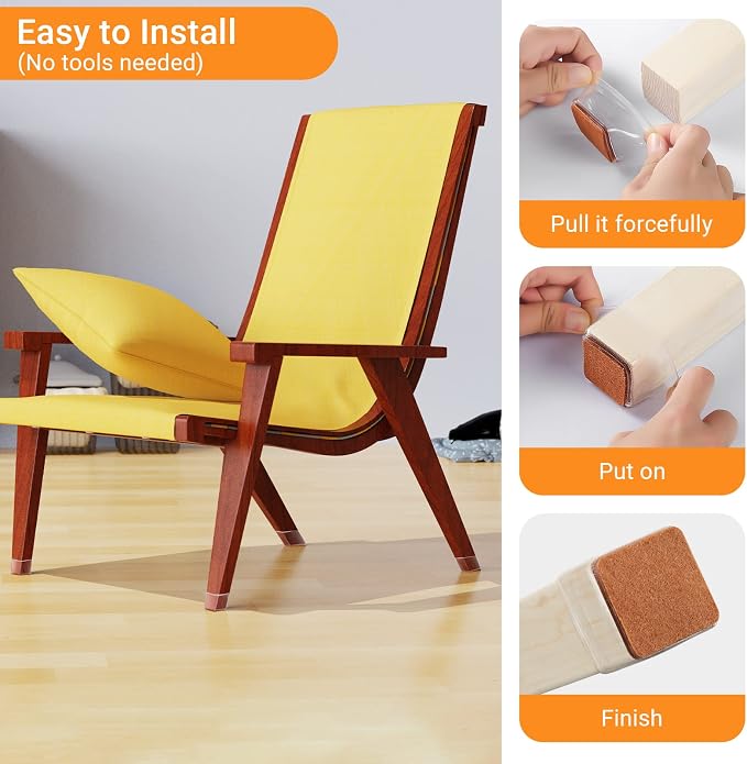 36 Pcs Square Chair Leg Floor Protectors, Felt Furniture Pads - Image 5