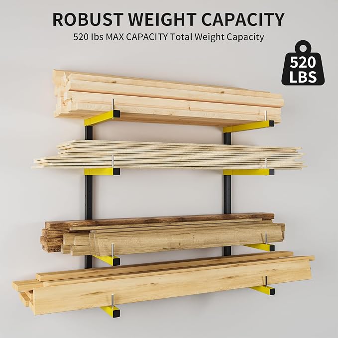 Lumber Storage Rack, Upgrade Cantilever Folding Lumber Rack Wall Mount - Image 5