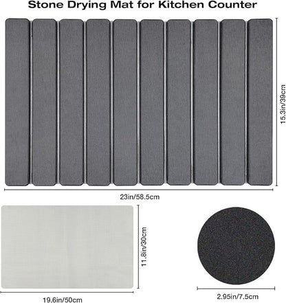 Large Diatomite Kitchen Counter Drying Mat – 24”x16”, Aesthetic Stone Mat - Image 4