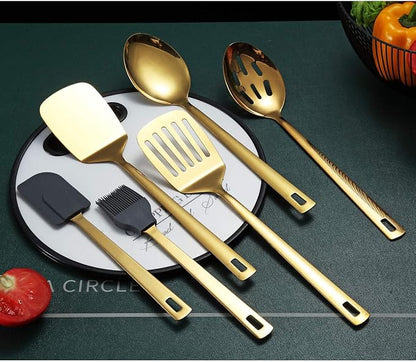 Gold Cooking Spoons, Berglander 6 Pieces Spatula Set Stainless Steel, Metal - Image 2