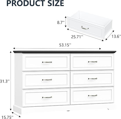 6 Drawer Dresser for Bedroom, Rustic Farmhouse Dresser - Image 2