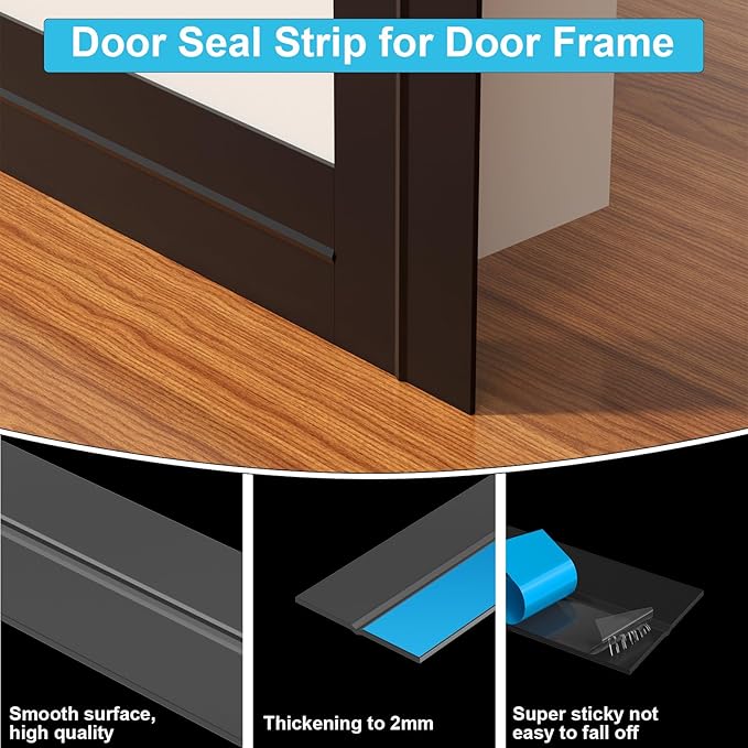 Weather Stripping Door Seal, Silicone Strip for Frame and Gaps Draft Stopper,Glass Shower Door Sweep, Black, 20 Feet x 1 Inch