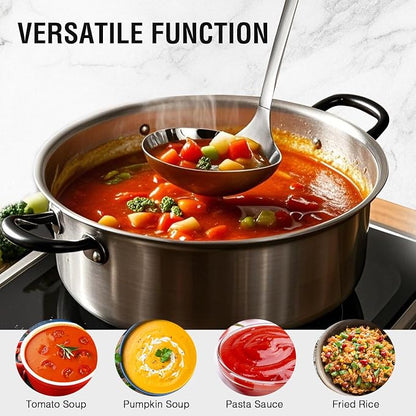 HIFIND Cooking Spoon 12.2 Inches Kitchen Stainless Steel Round Ladle, Heavy-Duty - Image 4