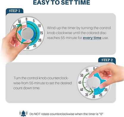 Secura 60-Minute Visual Timer 6-Inch Mechanical Countdown Timers - Image 2