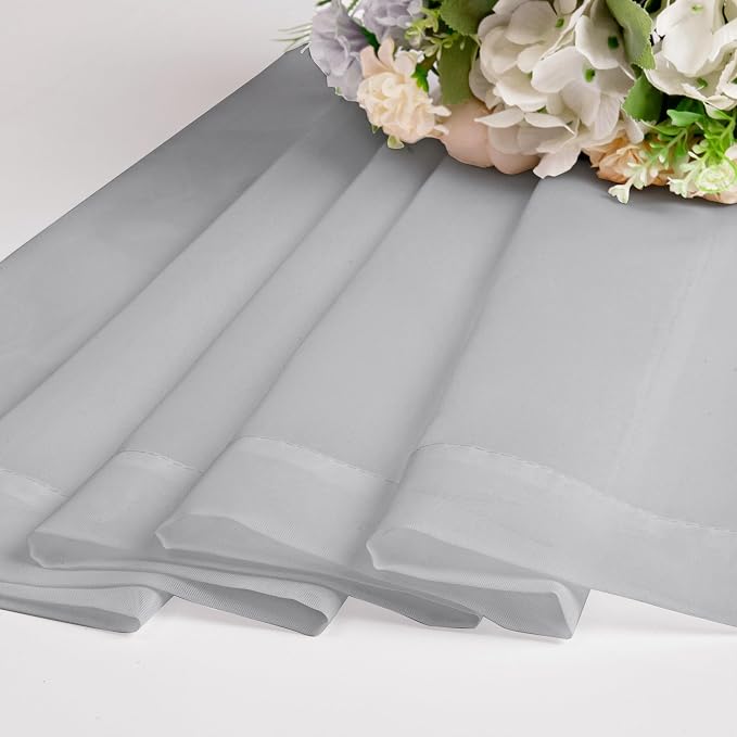 Chyhomenyc Light Grey Sheer Curtains 63 Inch Length 2 Panels, Light Filtering - Image 5