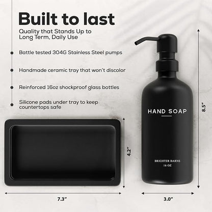Black Glass Soap and Lotion Dispenser Set - Image 3
