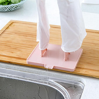 Pink Glove Holder 15x12x34cm Multifunctional Rubber Glove Drainer Towel Storage - Image 4