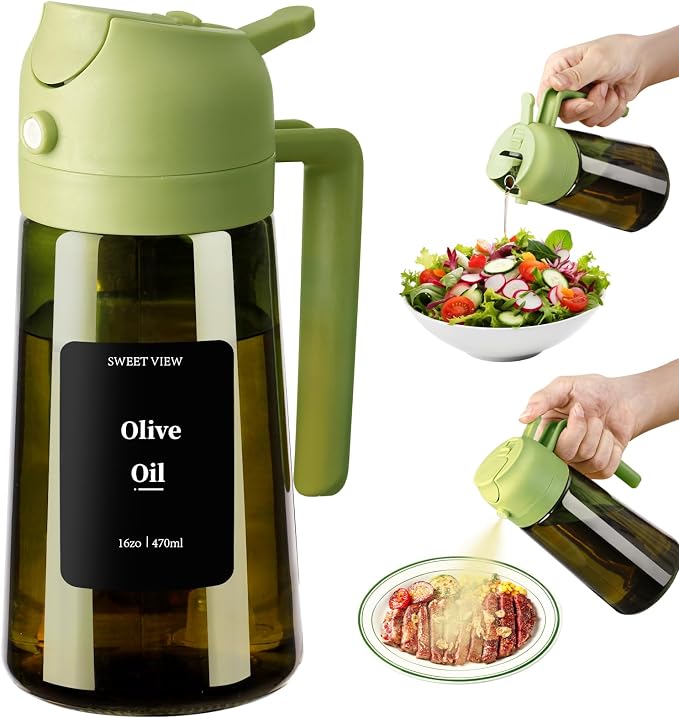 SWEET VIEW Olive Oil Dispenser and Oil Sprayer – 16oz/470ml Glass Light-Proof by SWEETVIEW