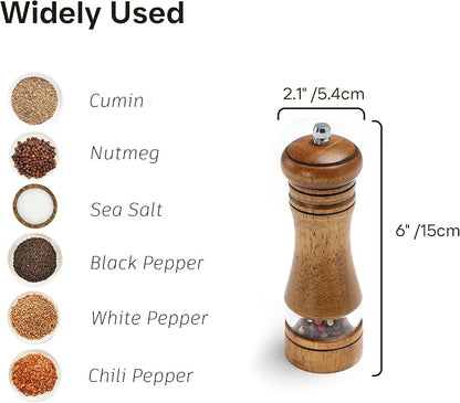 Wood Salt and Pepper Grinder, Salt Grinder and Pepper Mill, Oak Wood Shakers - Image 4