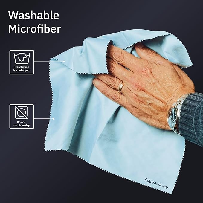 Elite Screens Microfiber Cleaning Cloth - Pack of 12, 12" x 12", Blue - Streak-Free Vision & Glasses Wipes - Quick-Dry Reusable & Eyeglass Wipes - Portable & Screen Cleaning Cloth
