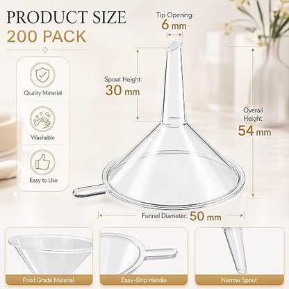 Hoolerry 200 Pcs Small Funnel for Filling Small Bottles Clear Plastic Mini - Image 2