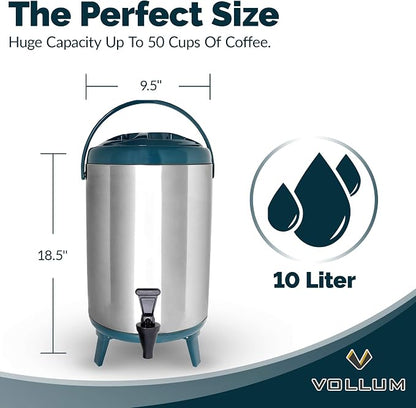 Vollum Stainless Steel Insulated Beverage Dispenser – Insulated Thermal Hot and - Image 4