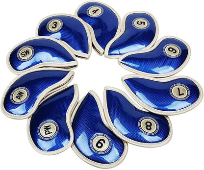 HISTAR 10pcs Crystal Pu Leather Golf Iron Head Covers Set Iron Club Headcover by HISTAR