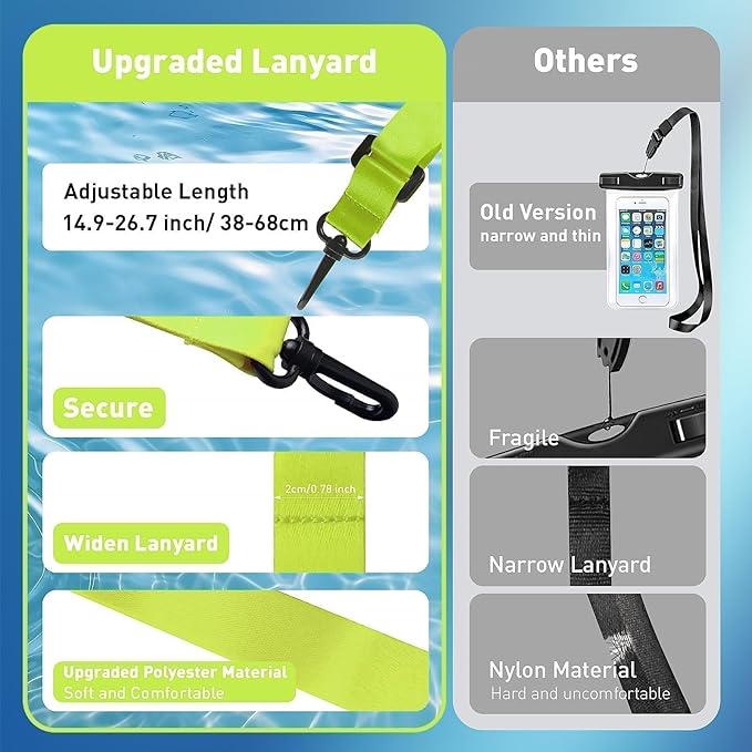 Marine IP68 Waterproof Phone Pouch, Floating Waterproof Phone Case with iPhone 16/15 Pro Max/ 14 Pro Max/ 13 Pro Max/ 12/ S24 Up to 7 inch, 2 Pack Black/Hi-Vis Yellow