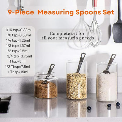 9PCS Measuring Spoons Set Stainless 1 tbsp, 1/2 tbsp, and 1-1/16tsp Steel - Image 2