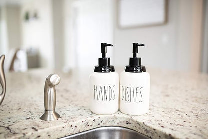 Modern Farmhouse Ceramic Dishes and Hands Soap Dispenser Set - Image 7