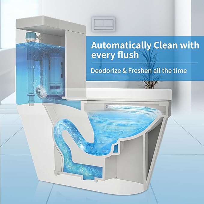 Toilet Bowl Cleaner Tablets, Automatic Toilet Tank Cleaner for Deodorizing & Descaling, Long-Lasting with Sustained Release Technology for Bathroom Cleaners, Blue, 6 Packs