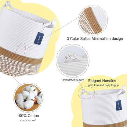 COMSE Extra Large Blanket Basket, Tall Woven Storage Basket, Nursery Hamper - Image 4