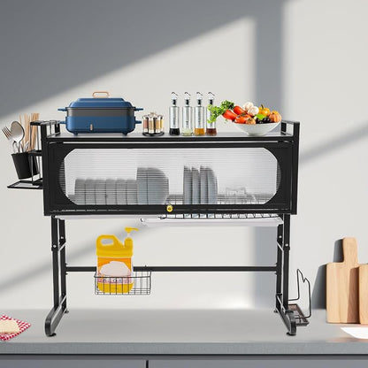 3 Tier Over The Sink Dish Drying Rack W/Clear Cabinet Door, Adjustable Dish - Image 6