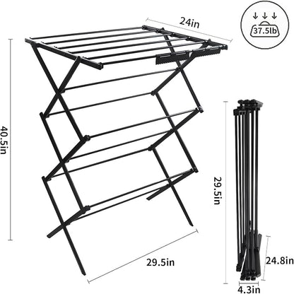 3 Tiers Foldable Clothes Drying Rack, Vertical Laundry Rack Portable and - Image 3