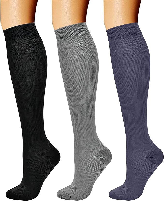 CHARMKING Compression Socks for Women & Men Circulation (3 Pairs) 15-20 mmHg is Best Support for Athletic Running Cycling