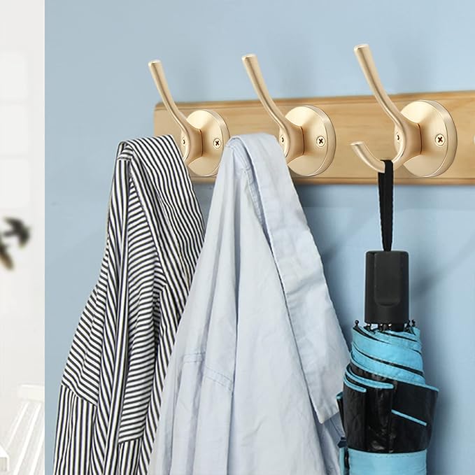 Gold Coat Hooks for Wall, 2 Pack Heavy Duty Towel Robe Hooks, Hats Hooks for - Image 7