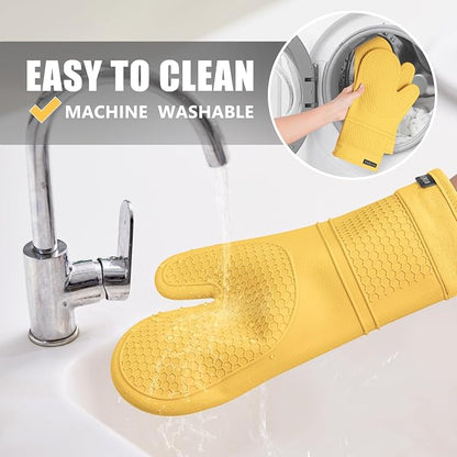 Rorecay Oven Mitts and Pot Holders Sets 6pcs, Extra Long Kitchen Silicone Oven - Image 6