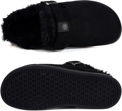 Fur Lined Clogs for Women Men Suede Winter Slippers Arch Support Slip on Mules - Image 3