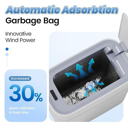 Bathroom Trash Can with Lid: 2.3 Gal Small Slim Motion Sensor Wastebasket - Image 2