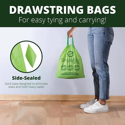 Simply Bio 3 Gallon Compostable Trash Bags Liners Drawstring, Heavy Duty Extra - Image 3