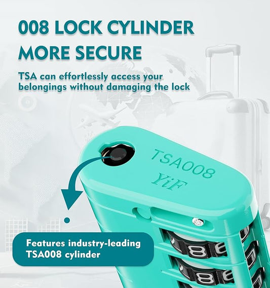 ANVIL 4 Digit Luggage Locks, TSA Locks for Luggage, Advanced TSA008 core, Alert Indicator for Your Travel Lock, Suitcase Lock.(2, Cyan)
