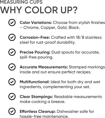 Color Up 2 Cup Measuring Cup, 480ml Stainless Steel Metal, Easy-Pour Spouts - Image 7