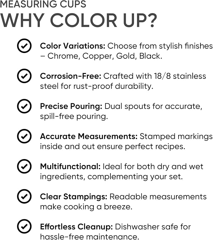 Color Up 2 Cup Measuring Cup, 480ml Black Stainless Steel Metal Measuring Scoop - Image 4