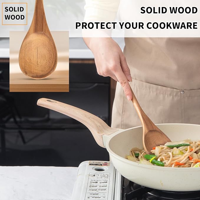 Wooden Spoonsfor Cooking2PCS, Acacia Wood Spoon 12.6" Wooden Utensils - Image 4
