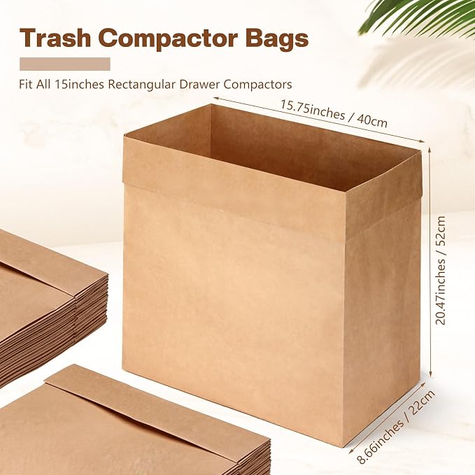 30 Pcs Trash Compactor Bags for Kitchen Pre-Cuffed Heavy Duty Kraft Paper - Image 2